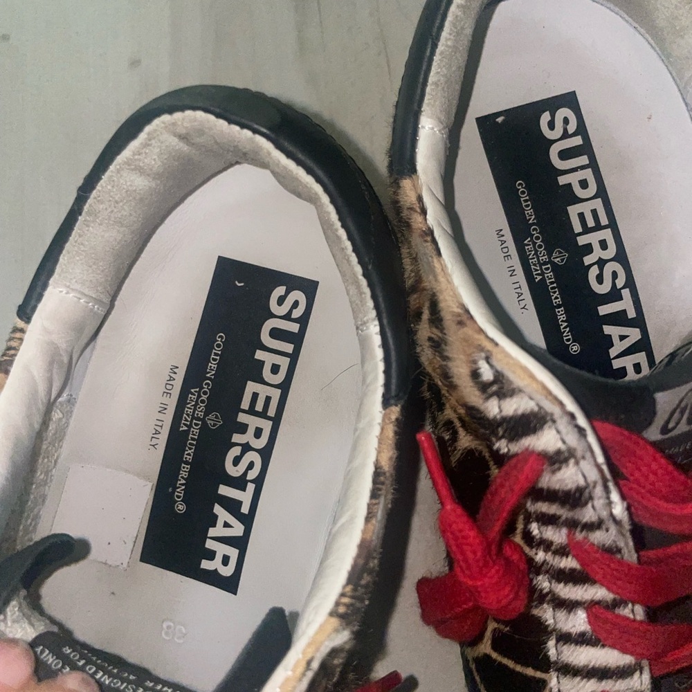 Golden Goose Animalier leopard zebra animal fur shoes 38 7 8 - Picture 12 of 13